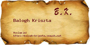 Balogh Kriszta névjegykártya